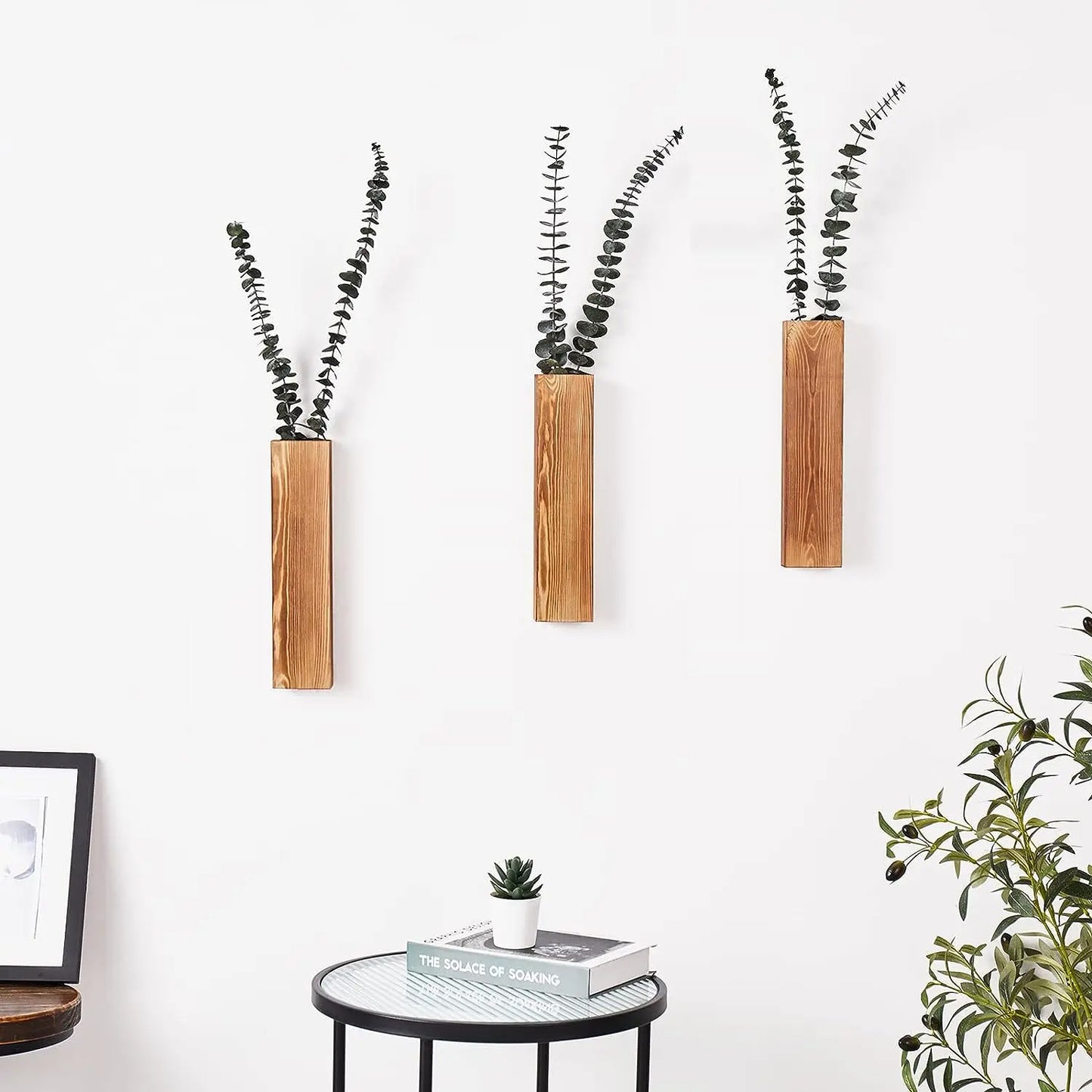 Wood Wall Planter Wall Decor for Artificial Flower Plants Wooden Plant Holders Wall Plant Pocket Vase Hanging for Living Room Be