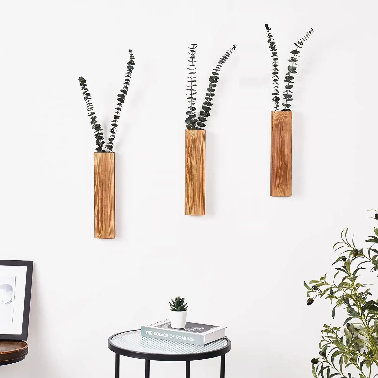 Wood Wall Planter Wall Decor for Artificial Flower Plants Wooden Plant Holders Wall Plant Pocket Vase Hanging for Living Room Be