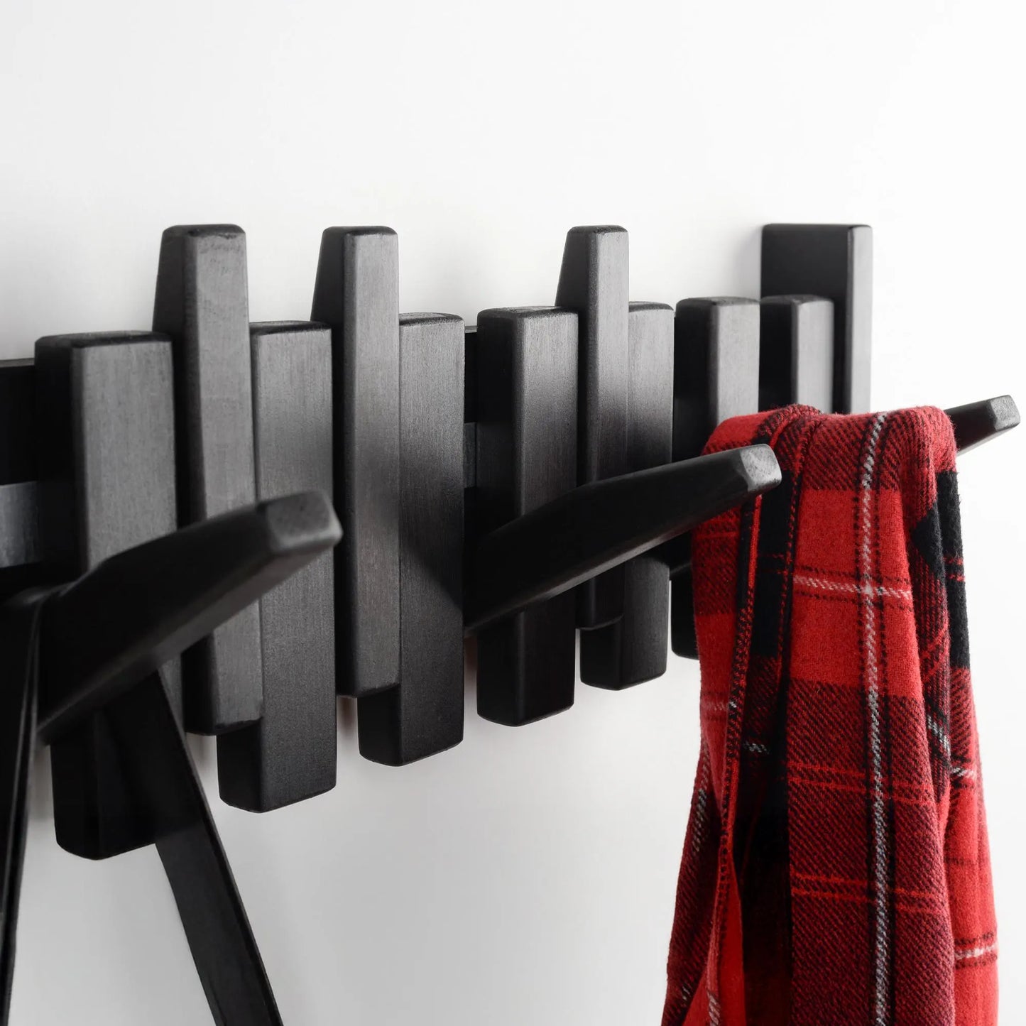 Solid Walnut Beech Wood Piano Coat Rack, Space Saving Magnetic Hook Wall Rack, Multifunctional Rustic Farmhouse Decor Coat Hat Towel Storage