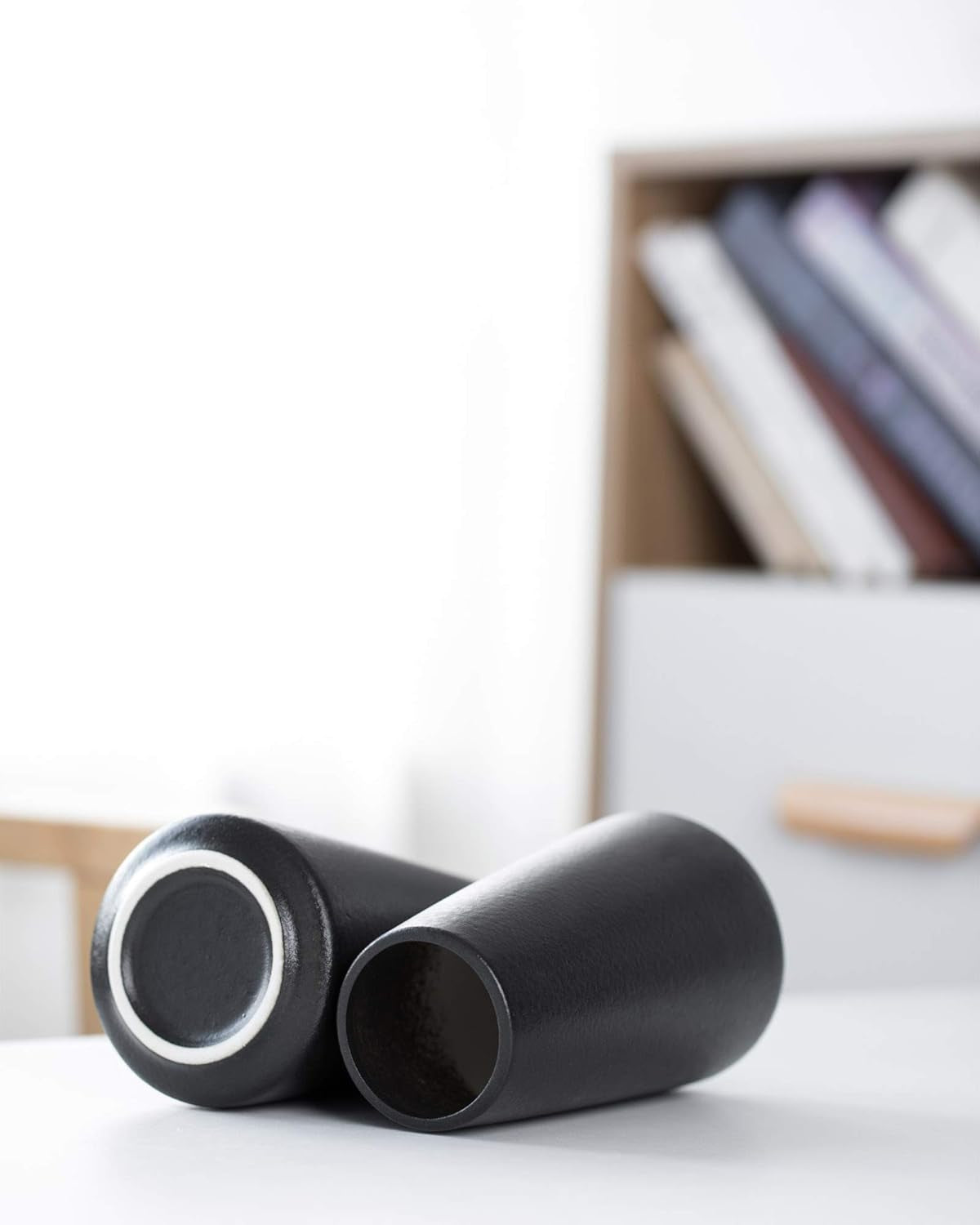 Matte Black Vase - Black Flower Vase, 6" Small Simple Modern Ceramic Vases for Flower/Pampas Grass, Minimalist Farmhouse Boho Vase for Centerpieces, Home Decor, Bathroom Decor