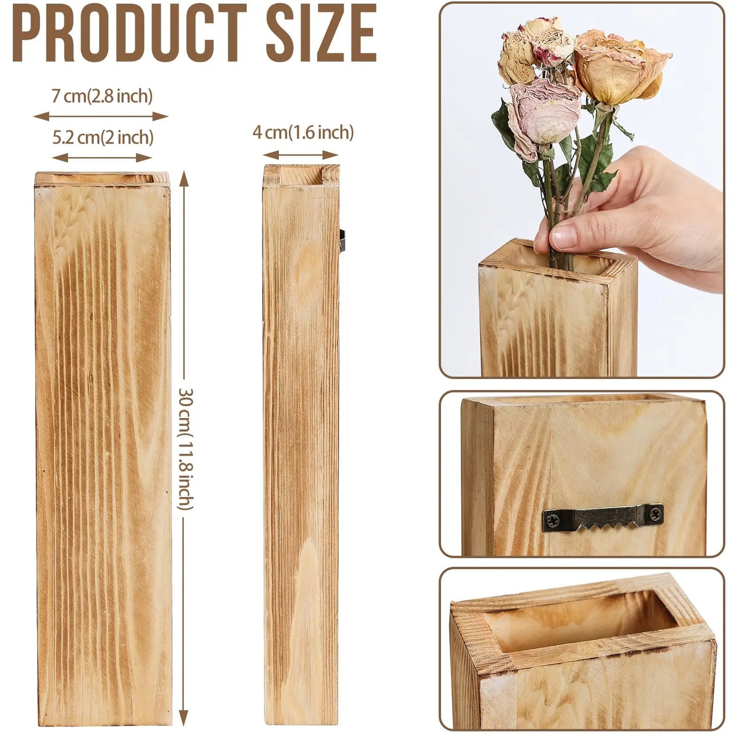 Wood Wall Planter Wall Decor for Artificial Flower Plants Wooden Plant Holders Wall Plant Pocket Vase Hanging for Living Room Be