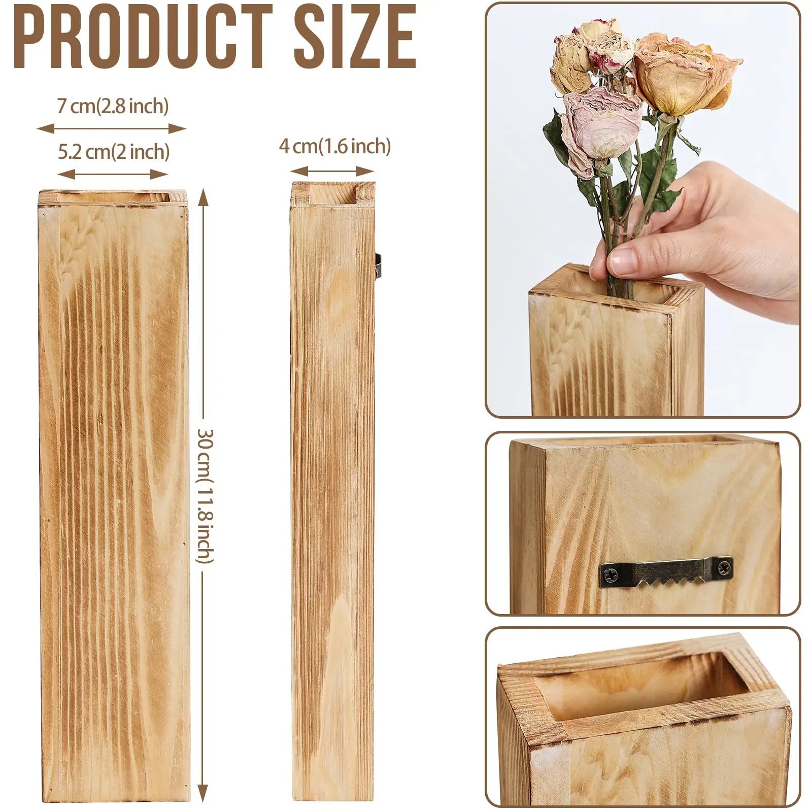 Wood Wall Planter Wall Decor for Artificial Flower Plants Wooden Plant Holders Wall Plant Pocket Vase Hanging for Living Room Be